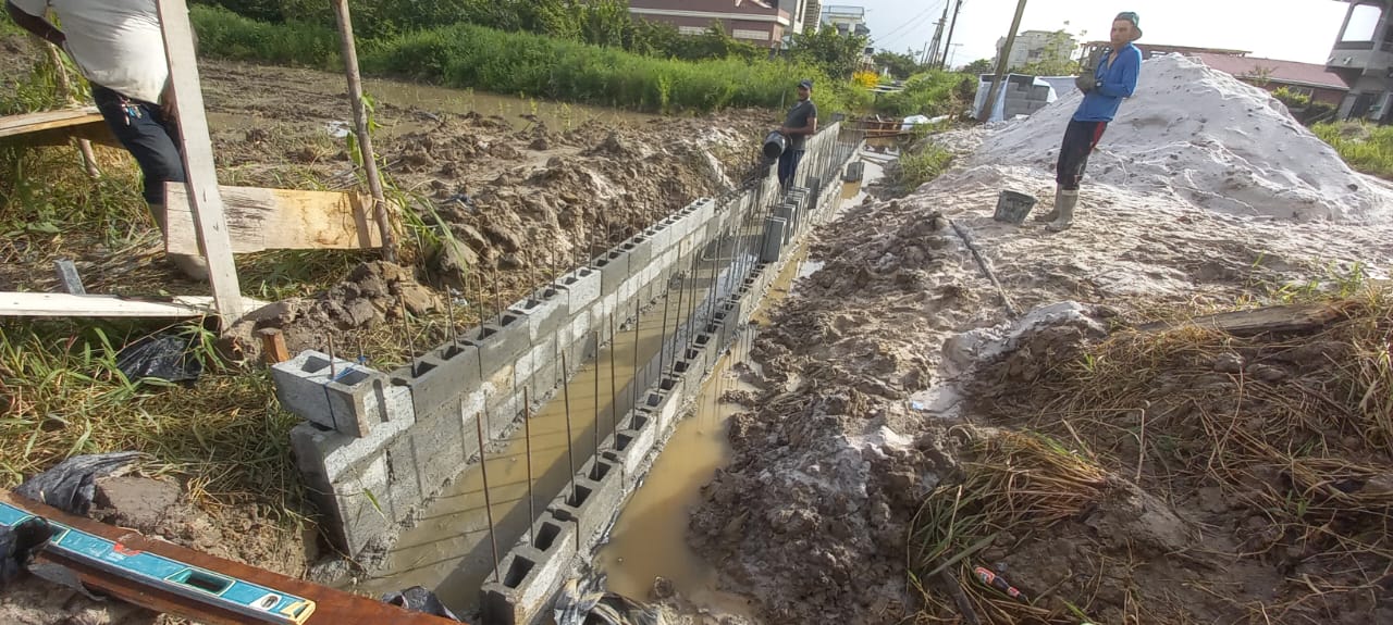 Close view of reinforced blockwork at the Providence residential project