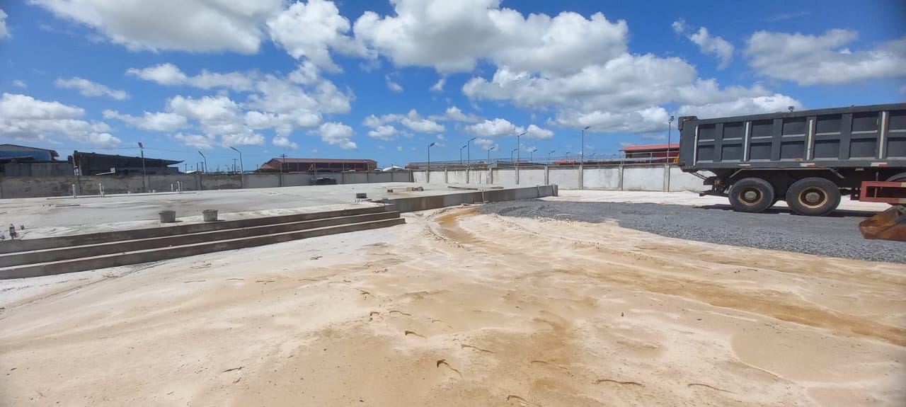 Updated warehouse steel frame and site progress